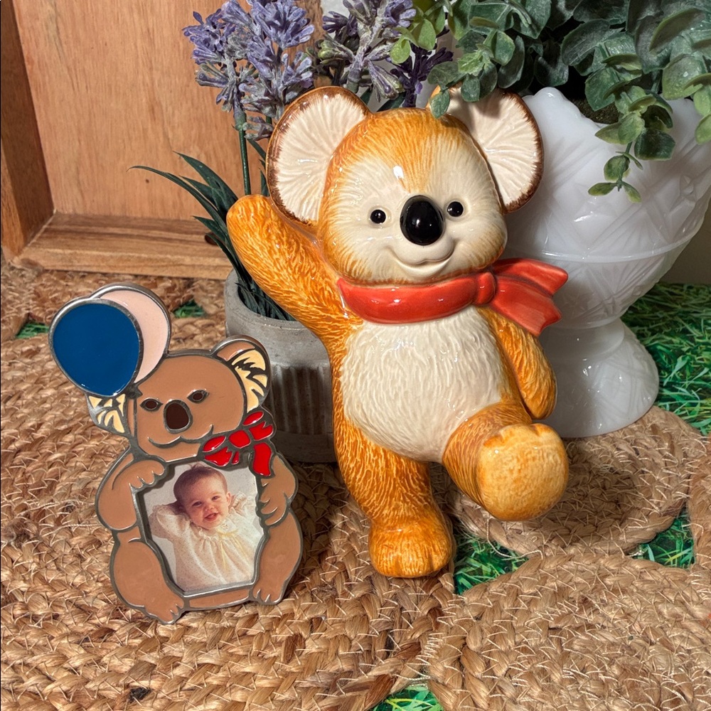 Adorable Koala Picture Frame and Ceramic Figurine Set